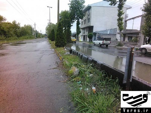 آبگرفتگی خیابان مطهری شهر شفت در تقاطع امام حسن مجتبی