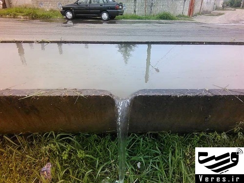 آبگرفتگی خیابان مطهری شهر شفت در تقاطع امام حسن مجتبی