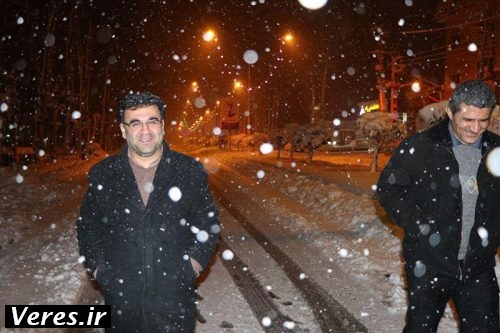بارش برف و حضور فرماندار شفت و مسوولین شهرستان در شهر